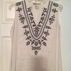 White and black embroided shirt